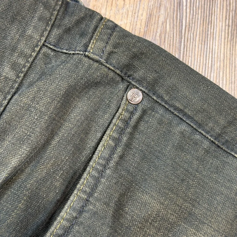 Vans Mens Dark Wash Denim Jeans Straight Leg Green Skull Logo Size 34x32 Skate
